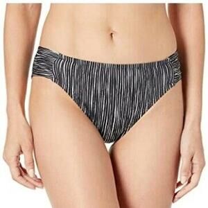 La Blanca Ripple Waves Side-Shirred Swimsuit Bikini Bottom Black Size 14 $59 NWT